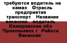 требуются водитель на камаз › Отрасль предприятия ­ транспорт › Название вакансии ­ водитель - Кемеровская обл., Прокопьевск г. Работа » Вакансии   